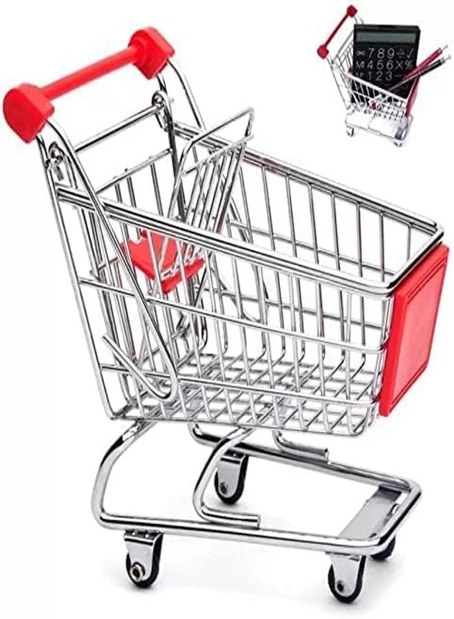 Hebezon Miniature Shopping Cart for Home Decor, Collectibles, or Display, Small Metal Basket with Rolling Wheels and Handle, Ideal for Toys, Miniature Display, or Desk Accessories,(Pack of 1) - Image 4